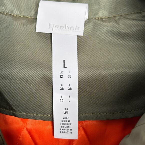 REEBOK X VICTORIA BECKHAM Satin-Shell Hooded Bomber Jacket Green Sz L - Picture 7 of 11